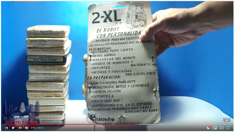 Screenshot of video showing a list of Mexican 2-XL cartridges on cartridge packaging (Courtesy of YouTube user Juguetes y Juegos Optimus Retro)