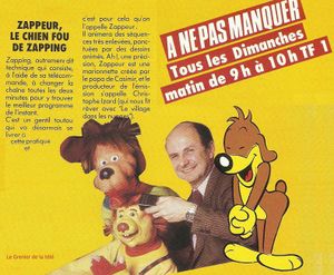An article in children's magazine Pif. Anthropomorphic comic book dog Pif is on the right. Pif is possibly better known among English-speakers as "Spiff" due to his animated series Pif et Hercule (1989-1990) which was dubbed in English as Spiff & Hercules.