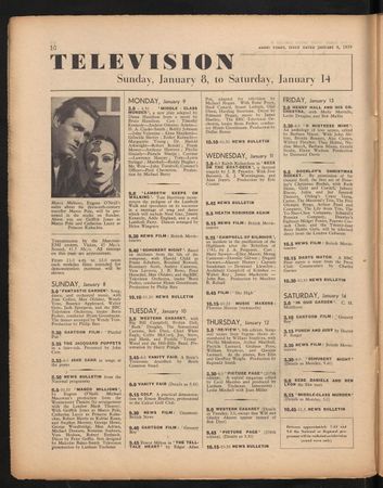 Radio Times issue listing the 13th January 1939 match.
