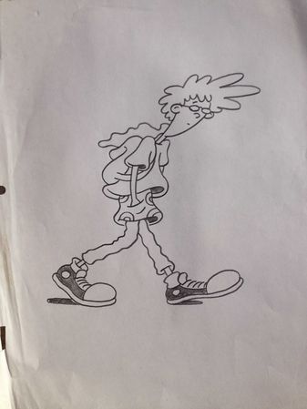 One of Mr. Warburton's early designs of Pepper Ann, which was used in the pilot.