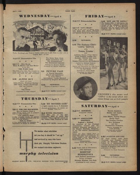 Issue 1,311 of Radio Times detailing the television broadcast of the match.
