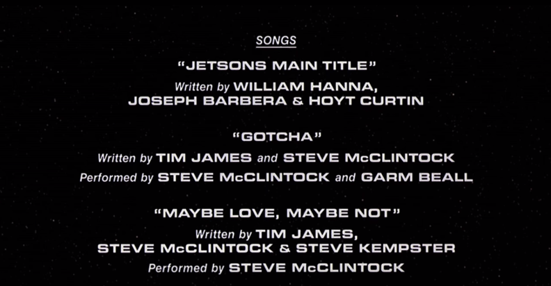 Screenshot of the credits showing the song