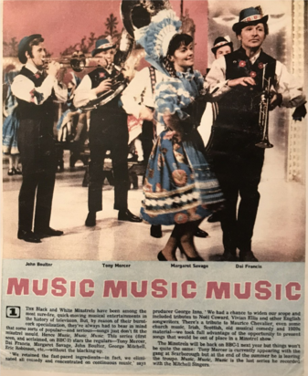 A magazine article from 1969 covering the non blackface spinoff show "Music Music Music".