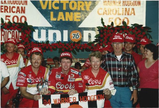 Bill Elliott in victory circle after race ended.