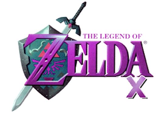 An earlier version of the logo for the GCN port of Ura/Master Quest. Dubbed "The Legend of Zelda: X", it retains the original purple colour scheme from the 64DD version.