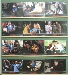 A collection of Spanish lobby cards. On the right of the second row, Paul and Samantha are seen talking to Carl in Halloween Costumes.