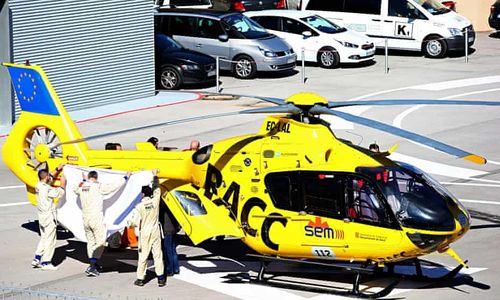 Alonso was transported by helicopter to hospital.