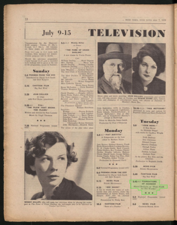 Listing of the first picnic episode in Radio Times.