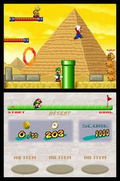 Assumedly the Same beta showing Mario and Luigi in a desert course, demoing multiplayer capabilities