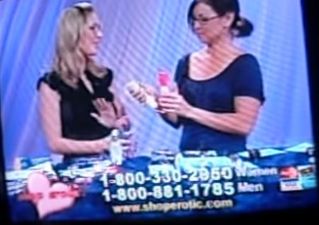 1st snapshot of a Shop Erotic TV episode from 2009, which details Miyoko and Andrea showing off one of the sex toys.