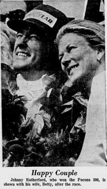 Rutherford with his wife Betty following the race.