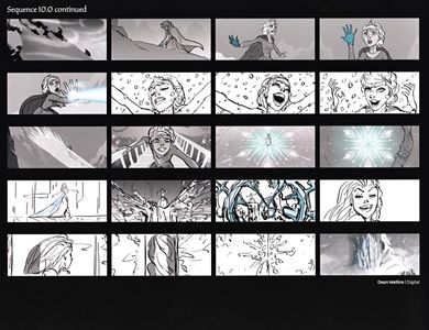 Screenshots from an animatic of "Let It Go", showcasing a more malicious-looking Elsa.