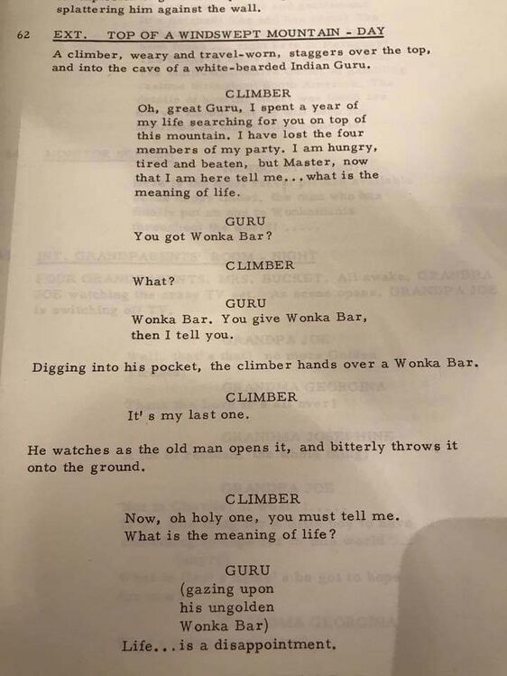 The script for the deleted scene.